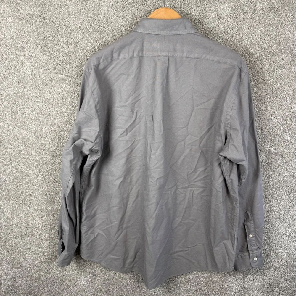 Polo Ralph Lauren Mens XL Classic Fit Grey Canvas Button Down Shirt Long Sleeve